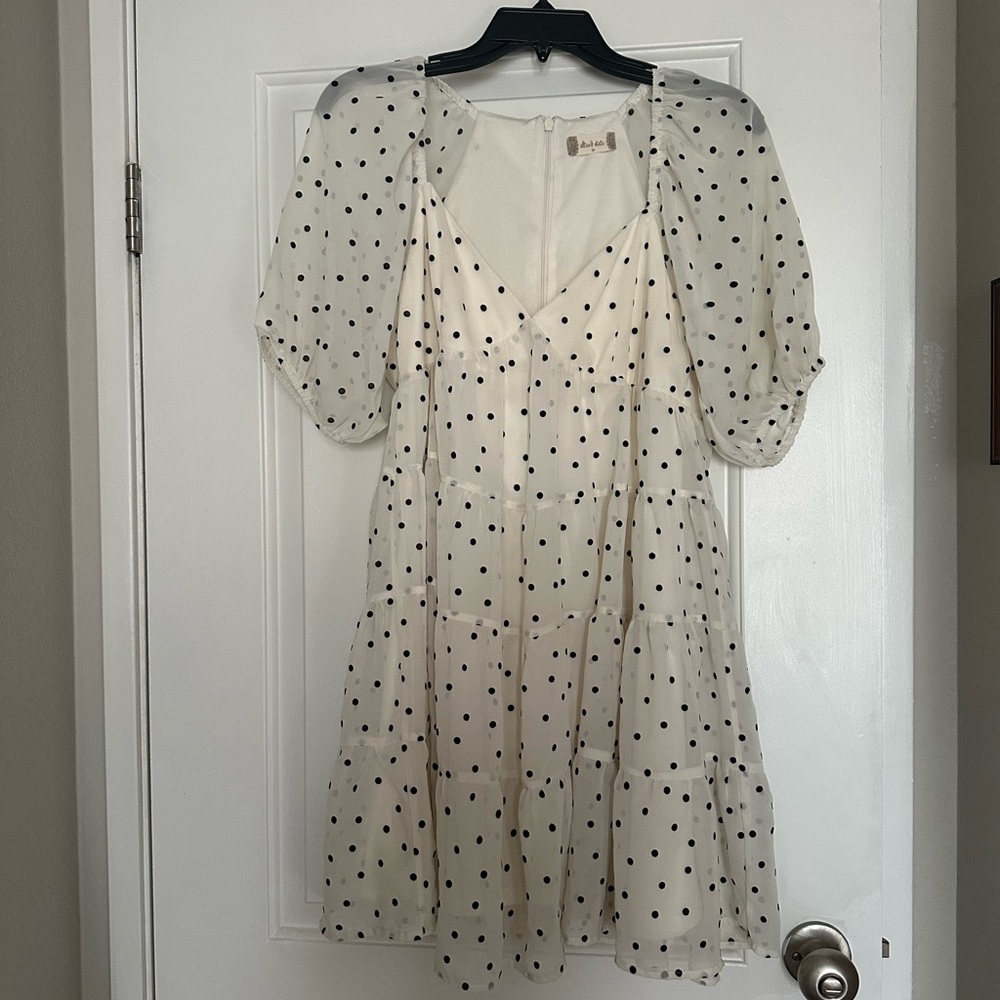 Altar'd State Dress White with Black Polka Dots